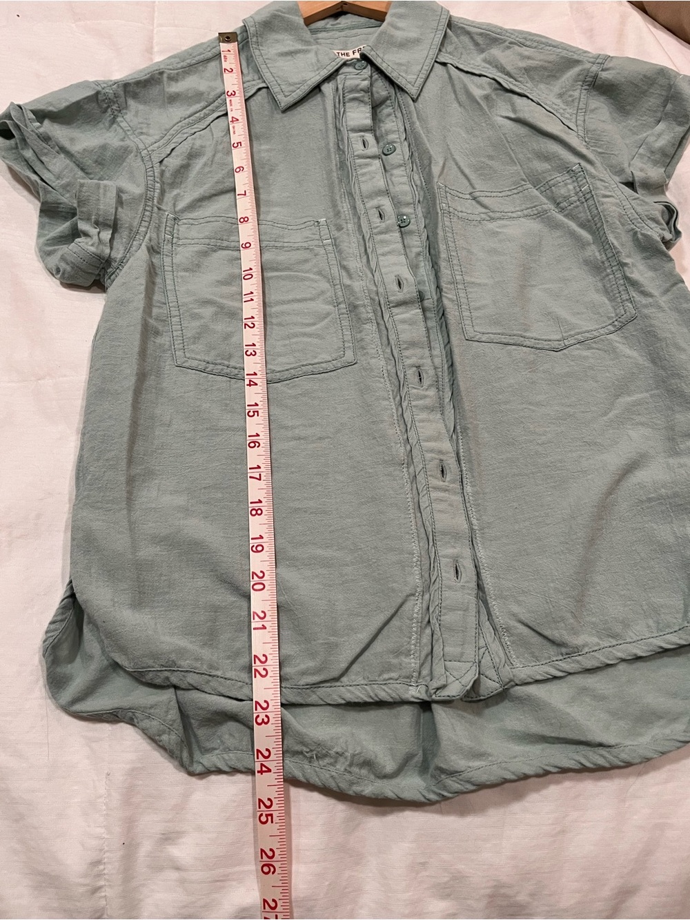 Free People Relaxed Short-Sleeve Button-Down Shirt in Mint - Picture 7 of 11